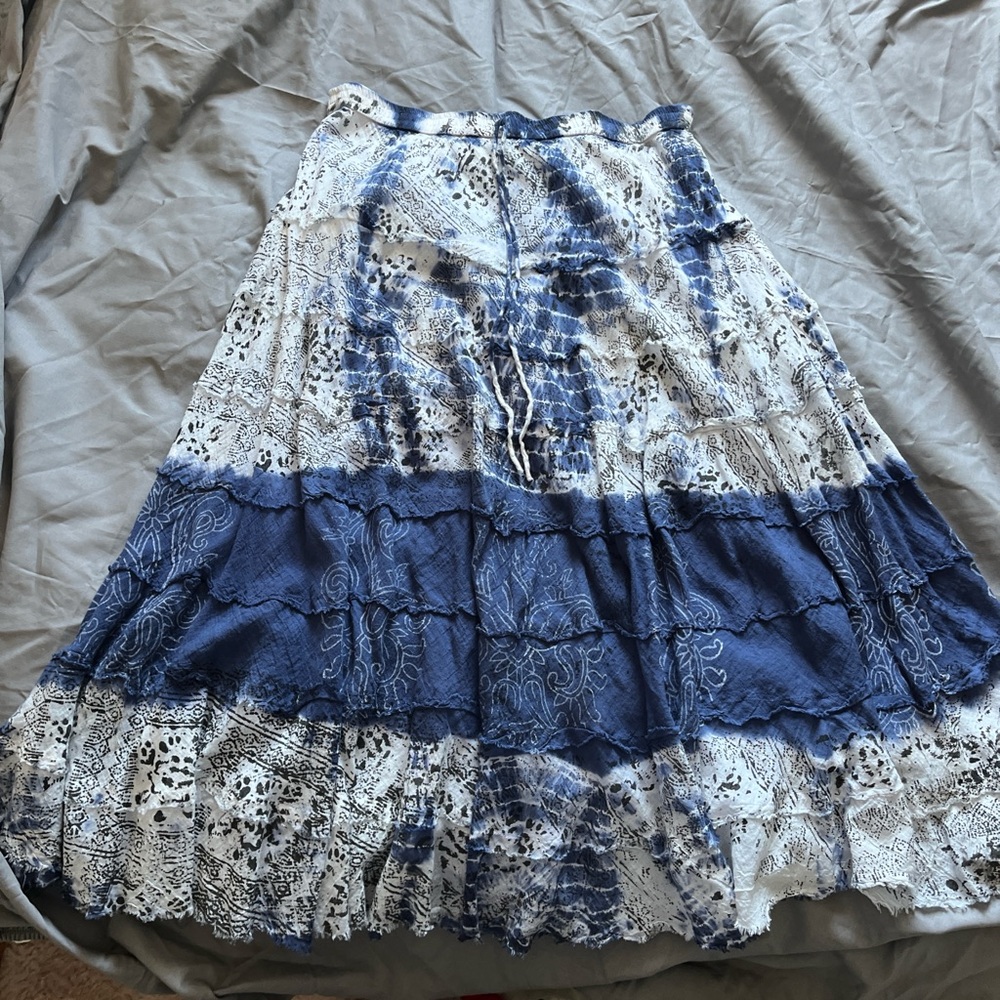 Blue and White Women's Maxi Skirt